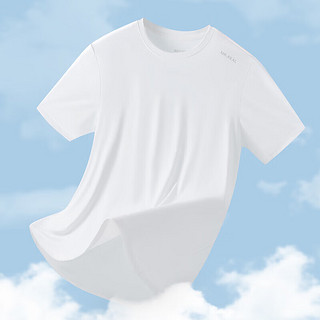 红豆（Hodo）短袖t恤男夏季圆领T恤纯色舒适速干高弹力短袖体恤 170 W1白色