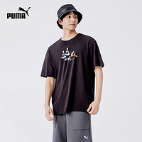 PUMA 彪马 官方 夏季新款男女同款休闲短袖T恤DOWNTOWN180GRAPHIC TEE626024 黑色-01 XS(165/88A)