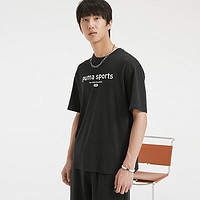 PUMA 彪马 夏季男子休闲刺绣短袖T恤TEAM GRAPHIC TEE624702 黑色-01 S(170/92A)