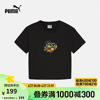 PUMA 彪马 官方 夏季新款女子休闲短袖T恤 FRUITY BABY TEE 629401 黑色-01 M(160/84A)