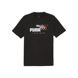 PUMA 彪马 官方 新款男子运动休闲短袖T恤 LOVE WINS TEE 682147 黑色-01 M(175/96A)