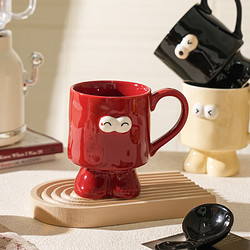 舍里 emoji表情包马克杯创意陶瓷水杯早餐咖啡杯喝水杯子女生日礼物男 红色400ML 单个入