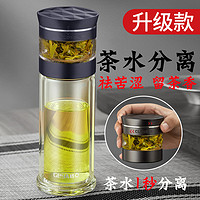 GEYA 格亚 德国高档茶水分离杯 男士双层玻璃杯玻璃茶杯玻璃水杯泡茶杯子 蓝色 550ml