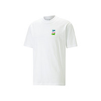 PUMA 彪马 官方 夏季新款夏季男子运动休闲印花短袖T恤 DOWNTOWN 620744 白-灰蓝色-52 XS(165/88A)