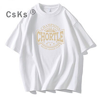 CSKS 夏季新款100%纯棉短袖T恤情侣印花简约宽松百搭休闲打底衫ins