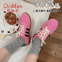 Ordifen 欧迪芬 卷边中筒波点袜子纯棉女中筒ins春夏日系百搭学生夏季堆堆