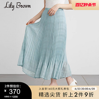 Lily Brown 春夏  甜美高腰修身格纹鱼尾百褶裙LWFS212065
