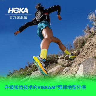 HOKA ONE ONE男女鞋夏季飞速羚羊5越野跑步鞋SPEEDGOAT5 减震透气 黑色/月见草绿-男 44