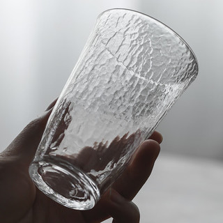 TOYO-SASAKI GLASS【品牌官旗】东洋佐佐木手工锤目纹无铅玻璃杯家用茶杯子 和风水杯透明宽款（中）