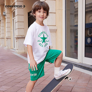 匡威（Converse）儿童套装男童T恤短袖短裤2024夏季薄款女童夏装中大童运动2件套 深薄荷 120/60