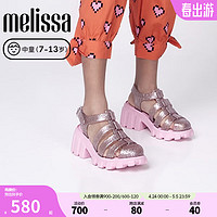Melissa（梅丽莎）2024凉鞋儿童果冻配色经典齿轮罗马鞋33981 粉色/闪耀粉色 (AQ438) 34码 220mm