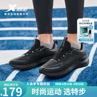 XTEP特步跑鞋男轻便运动鞋包裹耐磨保暖防滑鞋子977419110072 黑/木炭灰 40