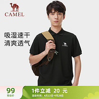 CAMEL 骆驼 速干透气运动短袖T恤男简约POLO衫 714BAULL007 幻影黑 M