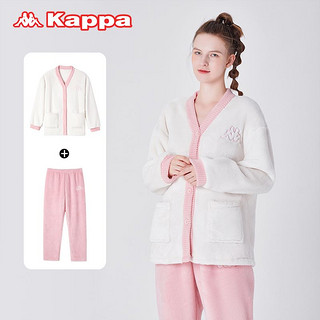 百亿补贴：Kappa 卡帕 睡衣女冬新款暖肤绒加厚保暖开衫时尚可外穿家居服套装