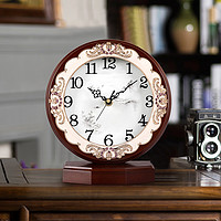 Hense 汉时 欧式时钟座钟客厅装饰台式钟表复古台钟摆件坐表美式古典桌面摆钟HD296
