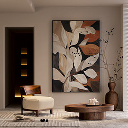 FACAI 法彩 現代侘寂中古風植物高級感玄關手繪油畫客廳沙發背景墻落地裝飾畫