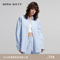 MISS SIXTY2024夏季衬衫女运动休闲风减龄百搭蓝白条纹长袖 蓝/白 M