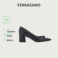 菲拉格慕（Ferragamo）女士黑色纤细蝴蝶结高跟鞋 0769629_1D _ 60/36.5 