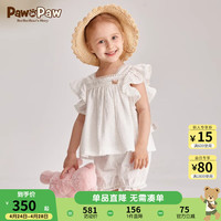 PawinPaw卡通小熊童装2024年夏季女宝宝小飞袖公主风套装 Ivory象牙色/39 090