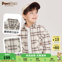 Paw in Paw PawinPaw卡通小熊童装24年春季男童纯棉格纹印花休闲长袖衬衫 棕色/85 130