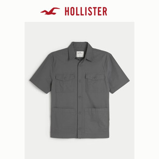 HOLLISTER24春夏宽松短袖工装风衬衫上衣男女装 358314-1 深灰色 S (175/92A)
