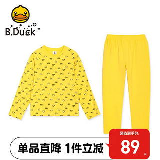 B.Duck 小黄鸭童装儿童家居服春秋季套装睡衣男童家居服女童起居服 阳光黄 105cm