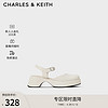 CHARLES & KEITH CHARLES&KEITH24春季英伦风一字扣厚底包头凉鞋CK1-70580220 粉白色Chalk 39