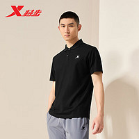 XTEP 特步 运动短袖男POLO衫夏季休闲876229020118 正黑色 S