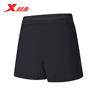 XTEP 特步 运动裤女梭织短裤健身跑步876228240052 正黑色 XL