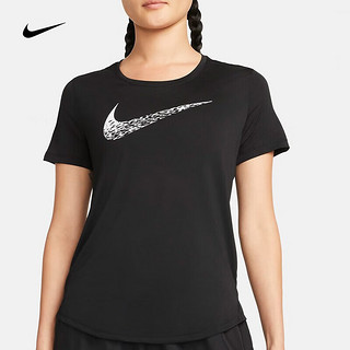 NIKE 耐克 休闲服2023春夏女装修身圆领轻薄短袖T恤户外健身训练运动服 DM7778-010/墨黑色 XS