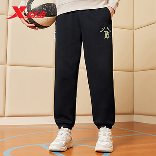 XTEP 特步 塑型科技运动裤男卫裤束脚裤针织长裤876129630042 正黑色 S