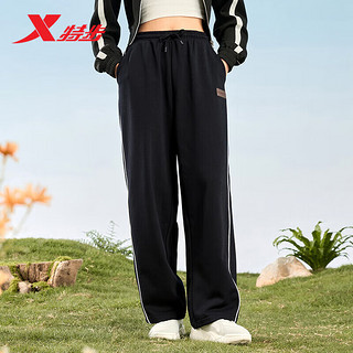 XTEP 特步 运动裤女针织跑步健身户外长裤876128630013 正黑色 XS