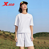 XTEP 特步 短袖女运动针织套装春夏8762286A0128 珍珠白 XL