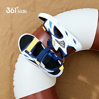 361°儿童凉鞋24夏季男中大童轻盈透气清凉耐磨运动沙滩凉鞋 蓝35 大地蓝