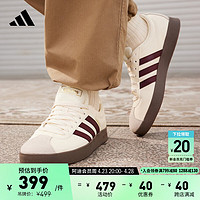 adidas 阿迪达斯 「T头鞋」VL COURT休闲板鞋德训鞋男女阿迪达斯官方轻运动 白色/暗红/金色 38