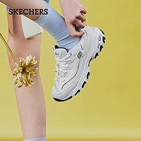 斯凯奇（Skechers）女鞋小白熊女士休闲鞋子厚底增高百搭运动软底老爹鞋女99999863 白色/海军蓝色/WNV 40