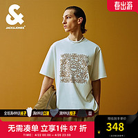 杰克·琼斯（JACK&JONES）夏季达芬奇联名胸前胶印刺绣印花罗纹圆领短袖T恤男装224201207 A06雪白色 常规 175/96A/M