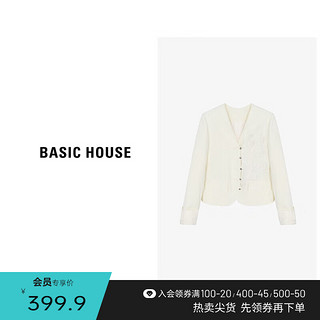 百家好（Basic House）新中式盘扣刺绣外套春季国风亮片长袖上衣-B0624H5P872 白色 S85-110斤