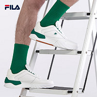 FILA 斐乐 男款撞色板鞋复古休闲鞋滑板鞋欧版 白色/橄榄绿 43