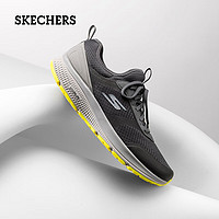 SKECHERS 斯凯奇 男士轻便一脚蹬跑步鞋透气时尚缓震休闲运动鞋男 炭灰色/柠檬色 40