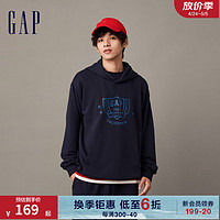 Gap 盖璞 男装冬2023LOGO廓形套头运动休闲连帽卫衣841225 海军蓝 185/108A(XXXL) 亚洲尺码