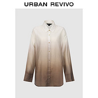 URBAN REVIVO 女士设计感渐变晕染长袖开襟衬衫 UWH240048 熟褐色 XS