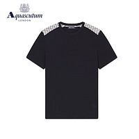 AQUASCUTUM/雅格狮丹春夏格纹图案男打底衫短袖t恤Q4970EM051 深蓝/39 S