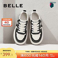 BeLLE 百丽 百搭板鞋女2024春季个性时尚厚底增高休闲鞋B1808AM4 黑色 38