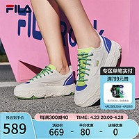FILA 斐乐 女鞋ROCK岩石鞋帆布鞋2024夏时尚休闲鞋 白棉花糖/炫目蓝-MD 37.5