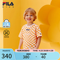 FILAxWiggleWiggle斐乐儿童上衣2024夏季小童凉感T恤男童短袖 满印一-ZA 130cm