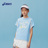 asics亚瑟士童装2024年夏季吸轻薄排汗凉感速干棉质短袖T恤 38天蓝色 120cm