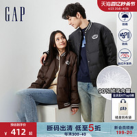 Gap 盖璞 男女装冬季2023LOGO学院棒球风羽绒服720811保暖外套 黑色 185/104A(L)