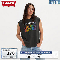 Levi's李维斯24夏季男士多巴胺时尚印花无袖背心 黑色 S