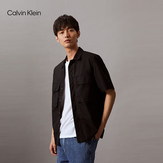 Calvin Klein Jeans24春夏男士纯棉休闲工装风口袋宽松短袖衬衫ZM02826 BEH-太空黑 M